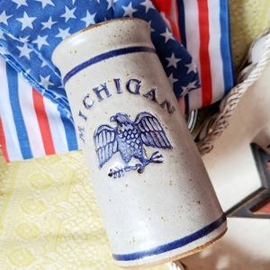 Michigan/Eagle Stoneware Crock Vase